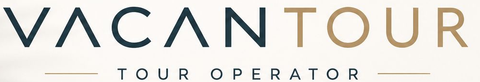 Logo di Vacantour Tour Operator. Identità visiva dell'agenzia di viaggi specializzata in pacchetti su misura.