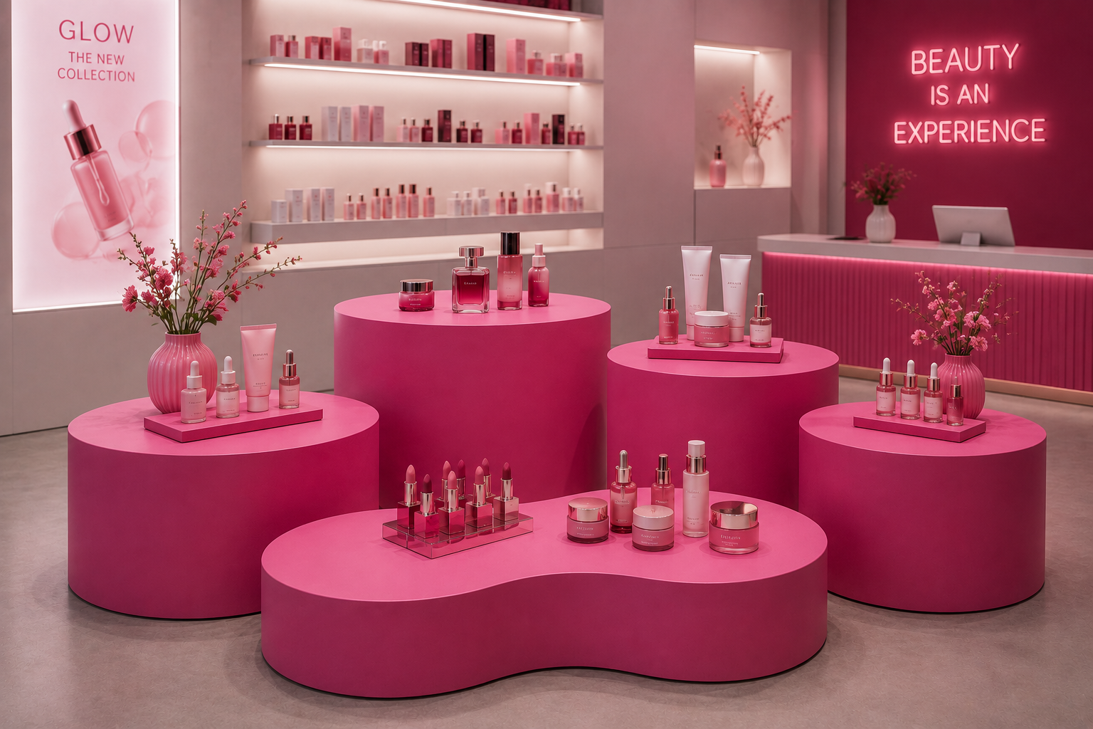 Isomo cosmetic display podiums