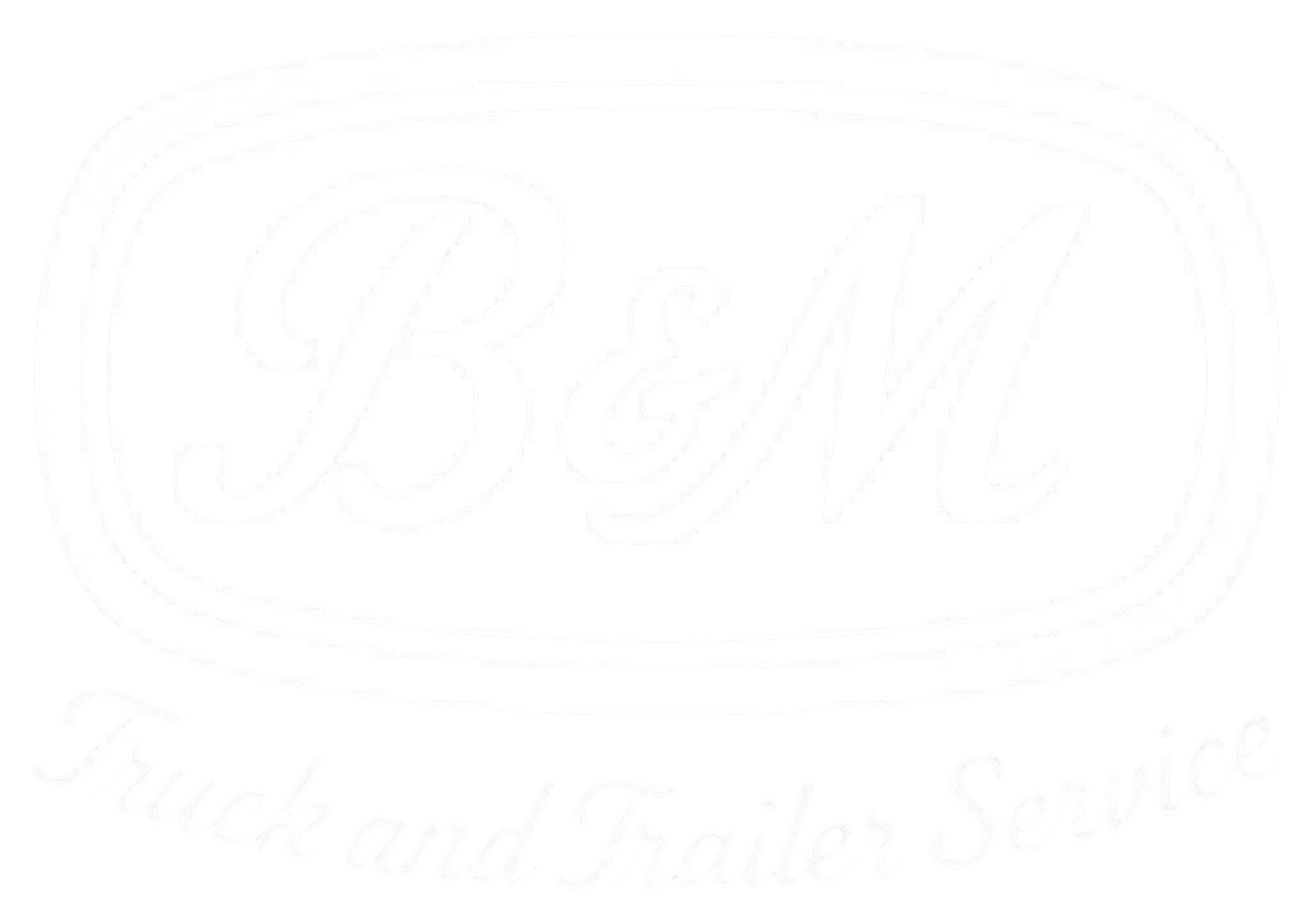 Very faint white “B&M” logo on a white background, with small cursive text below.