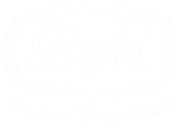 Very faint white “B&M” logo on a white background, with small cursive text below.