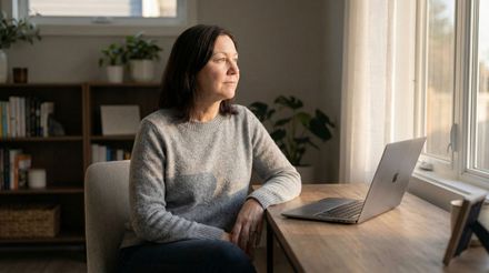 The woman feels bright about the new direction of her life to the therapist.