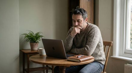 A man sitting on a chair in a room by himself.