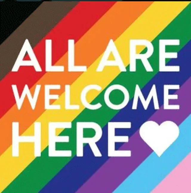 All are welcome LGBTQ sign.
