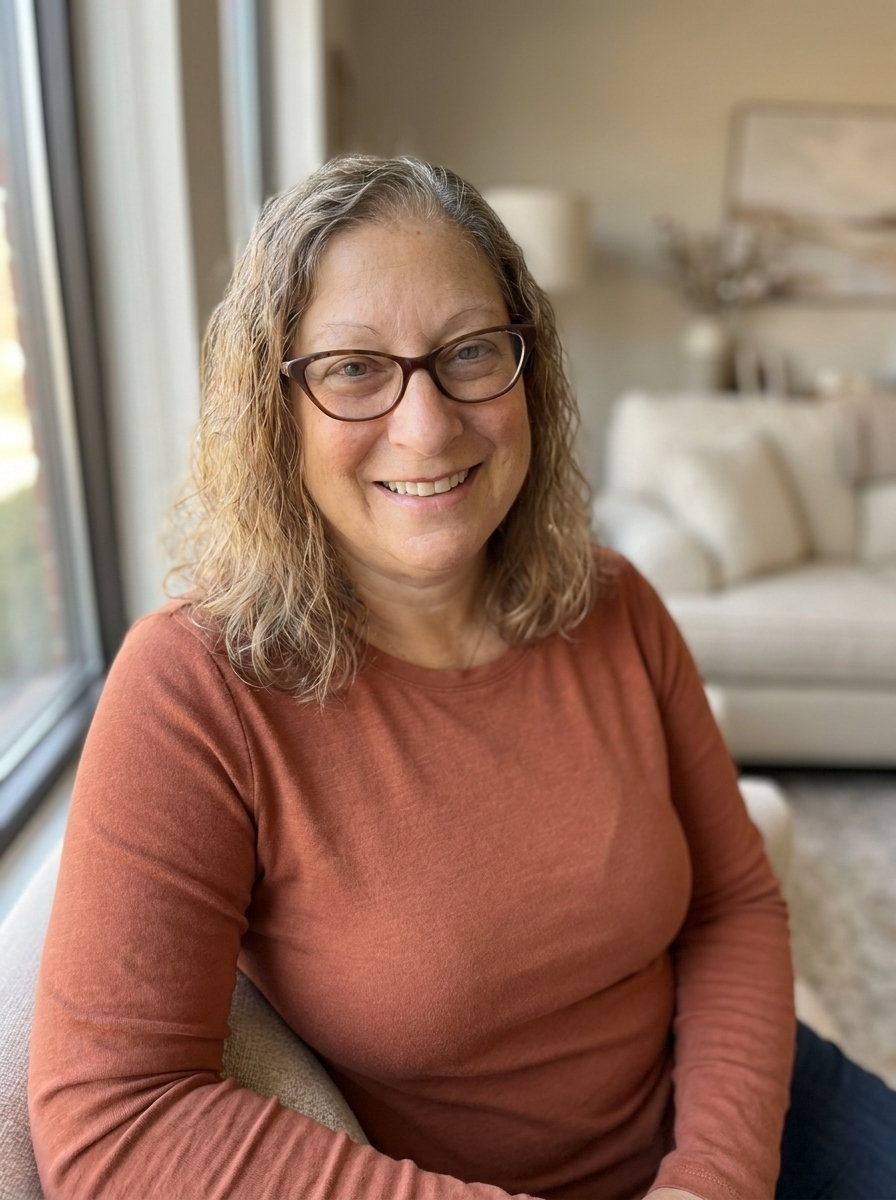 Therapist looking at the camera smiling.