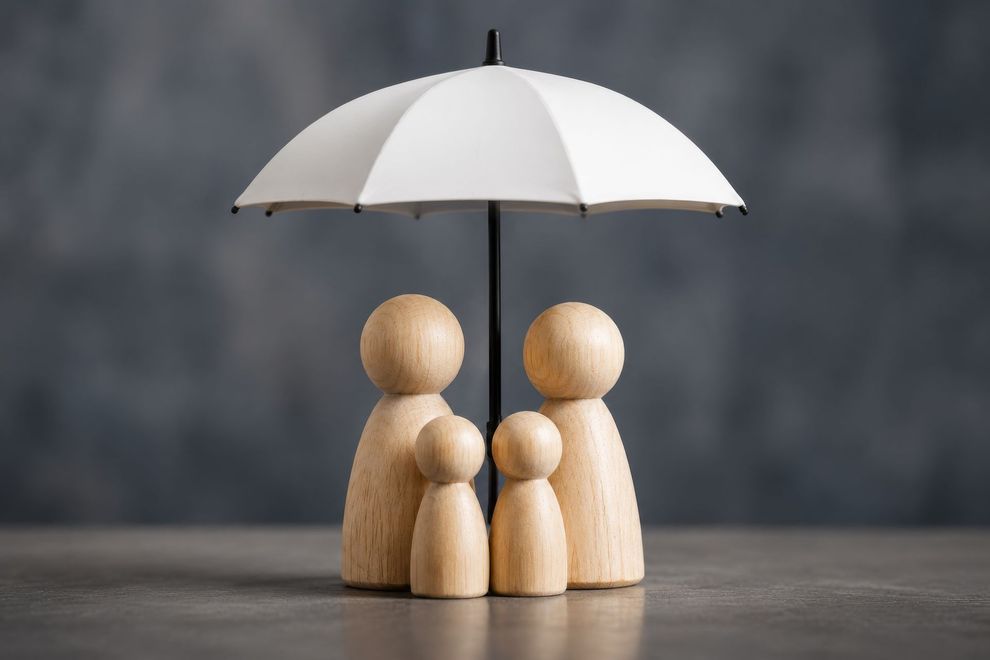 Licensed insurance agent reviewing coverage options with a couple at a Houston, TX home office consultation