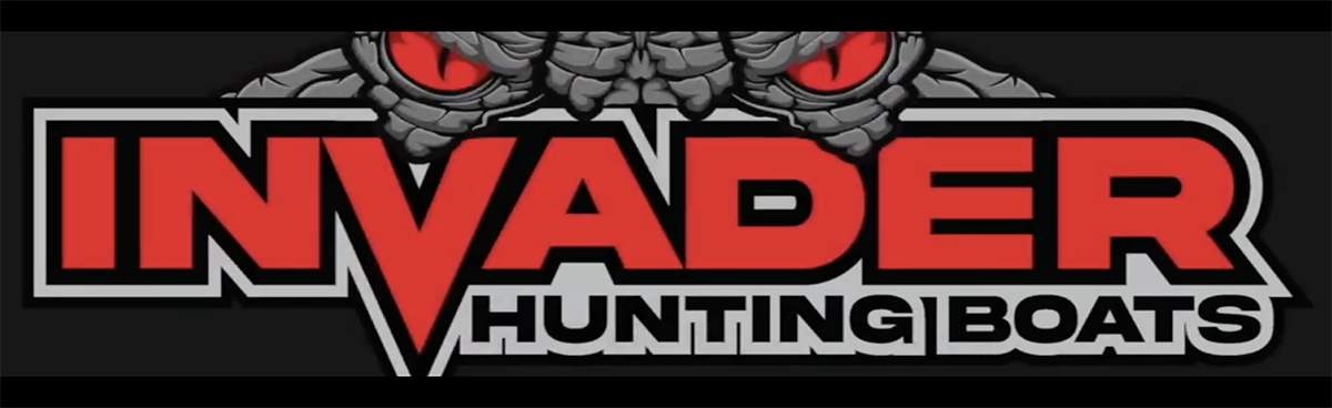 A logo for invader hunting boats with the head of a crocodile
