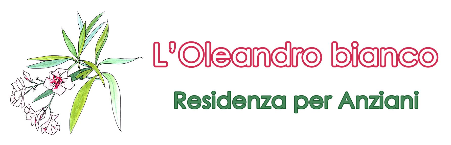 Logo for "L'Oleandro bianco Residenza per Anziani" featuring a white flower with leaves and text.