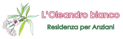 Logo for "L'Oleandro bianco Residenza per Anziani" featuring a white flower with leaves and text.
