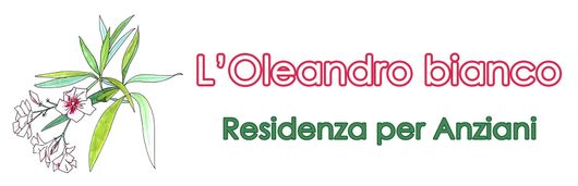 Logo for "L'Oleandro bianco Residenza per Anziani" featuring a white flower with leaves and text.