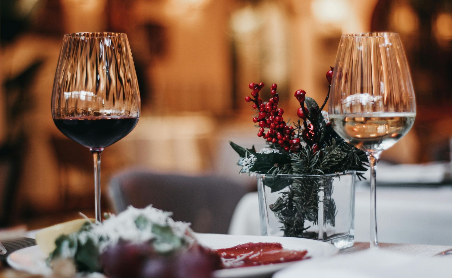 Festive Christmas table with wine at the Royal Maritime Hotel Portsmouth
