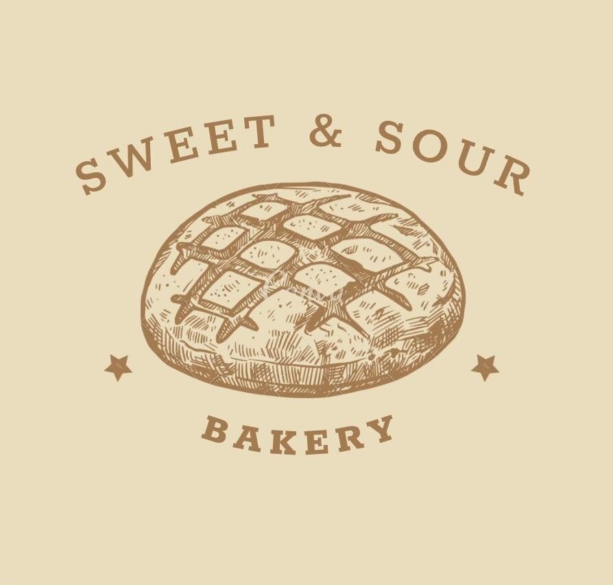 A logo for sweet and sour bakery with a loaf of bread