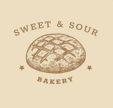 A logo for sweet and sour bakery with a loaf of bread