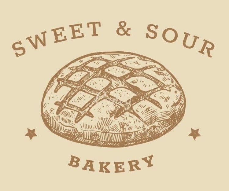 A logo for sweet and sour bakery with a loaf of bread