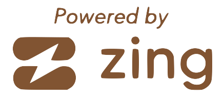 A logo for a company called powered by zing