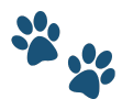 Two blue paw prints on a white background