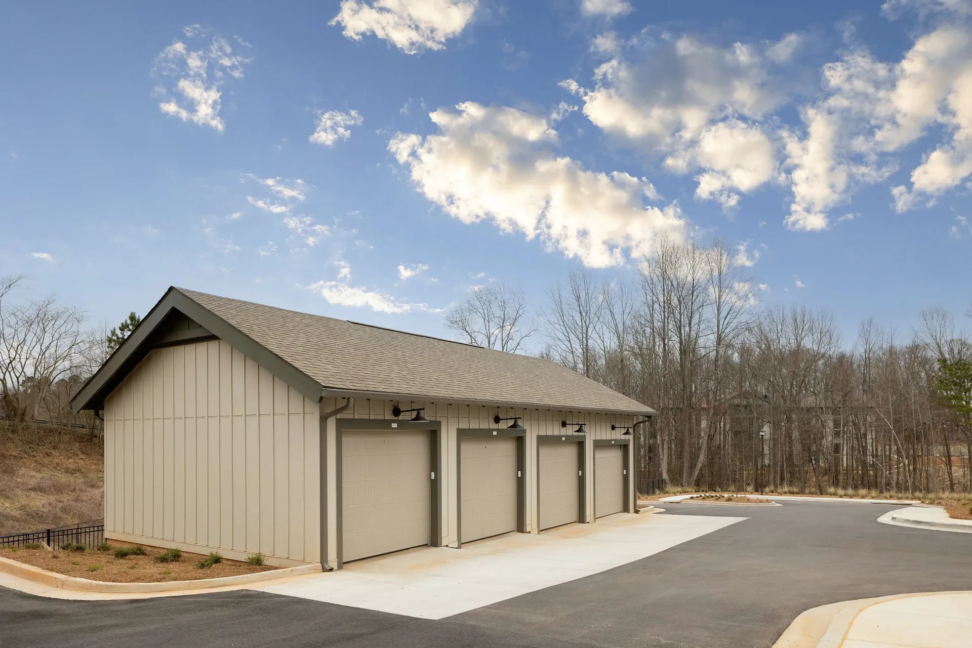 Garage with four bays.