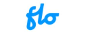 The word flo is written in blue on a white background.