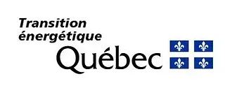 The logo for transition energétique quebec has a flag on it.