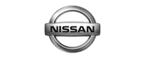 A silver nissan logo on a white background