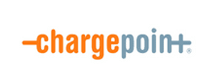 An orange and blue logo for chargepoint