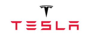 A tesla logo with a black t on a white background