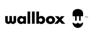 A black and white logo for wallbox with a smiley face.