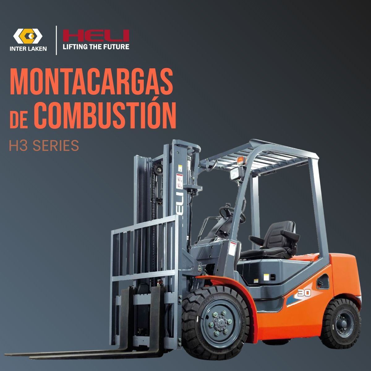 Un montacargas con las palabras montacargas de combustión.