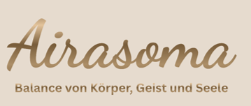 Airasoma-Logo in goldener Schreibschrift mit dem deutschen Slogan
