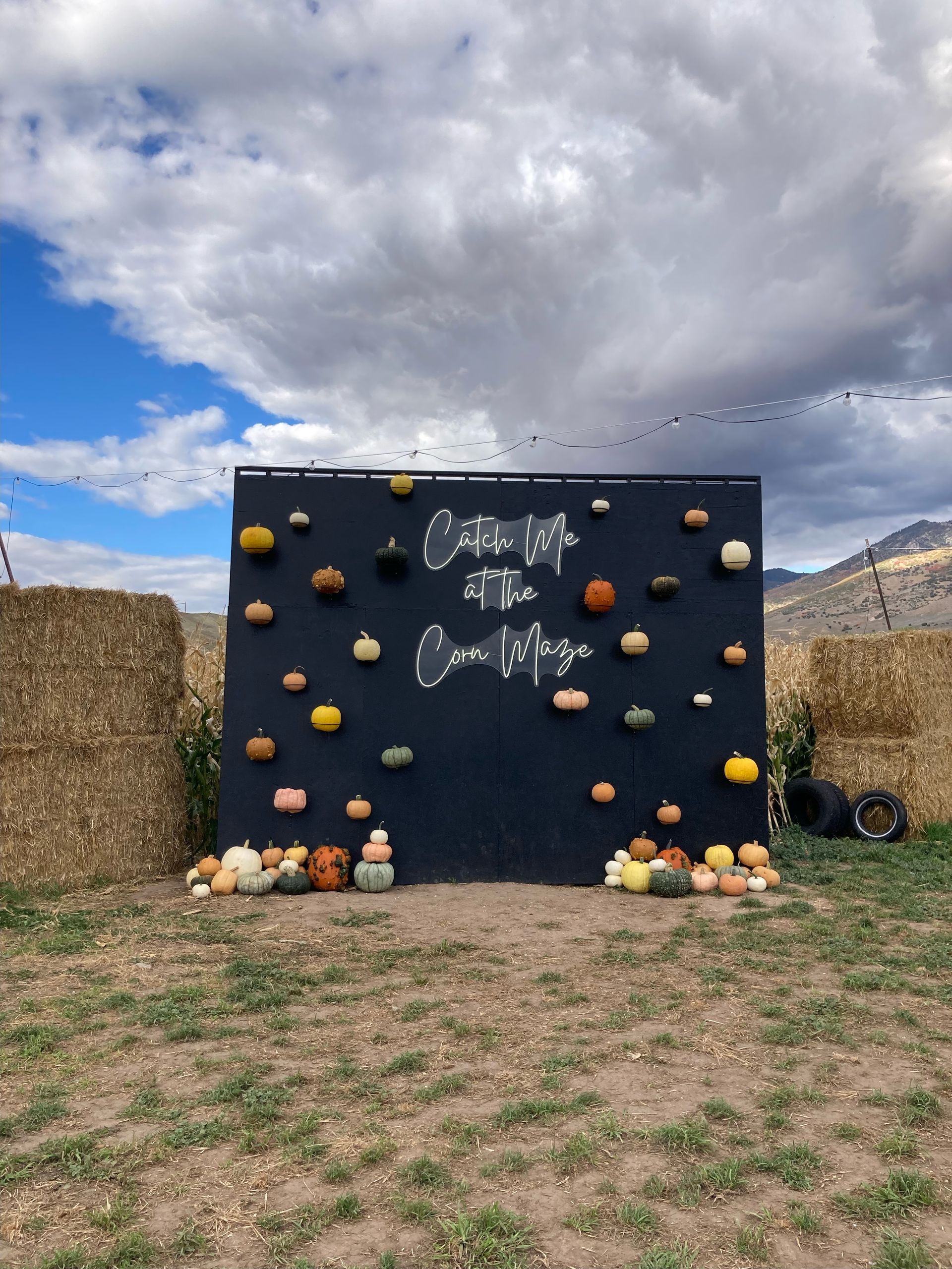 Corn maze near me entrance sign for The Morgan Maze Morgan Utah fall dates