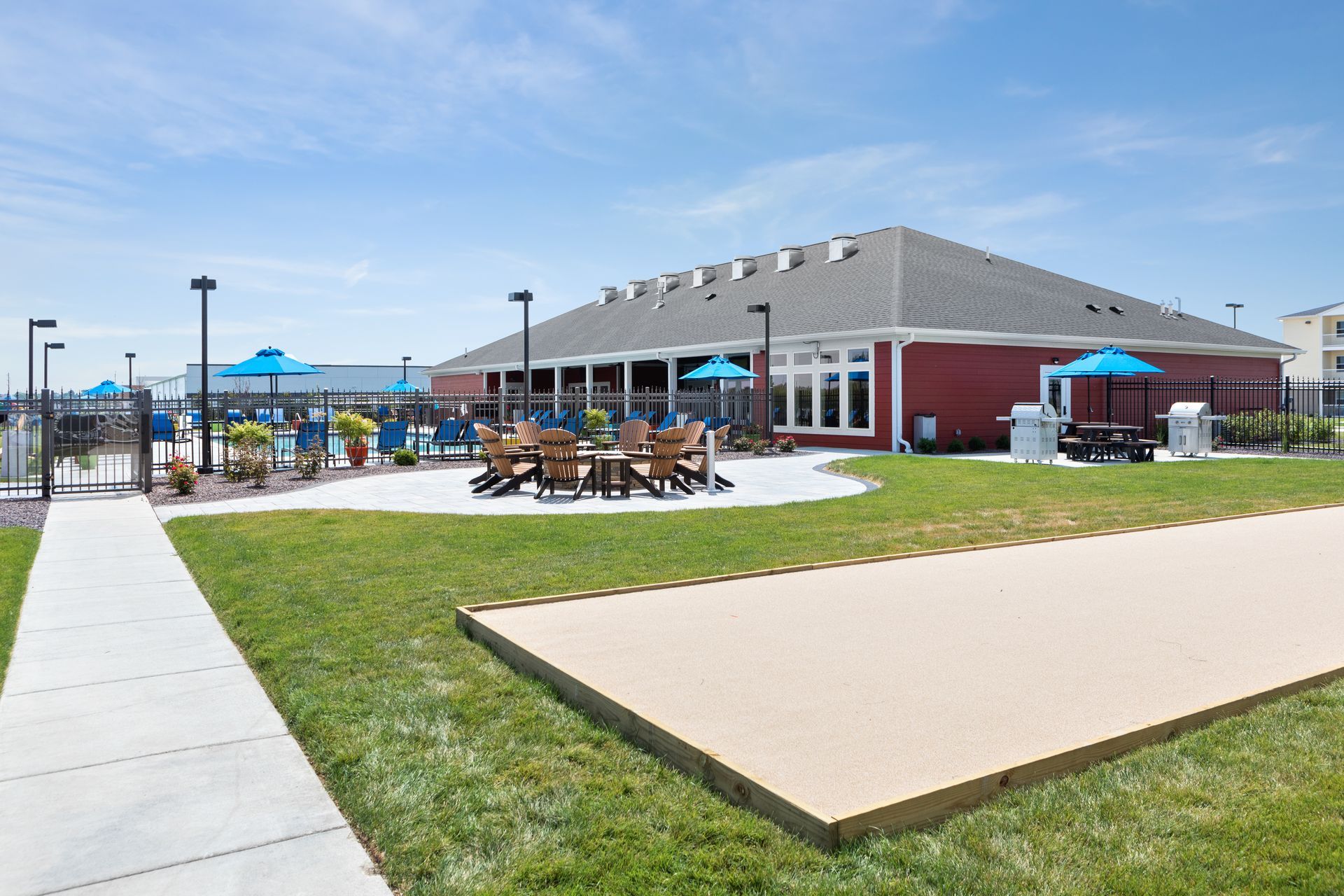 Outdoor Bocce Ball Court and Viewing Area