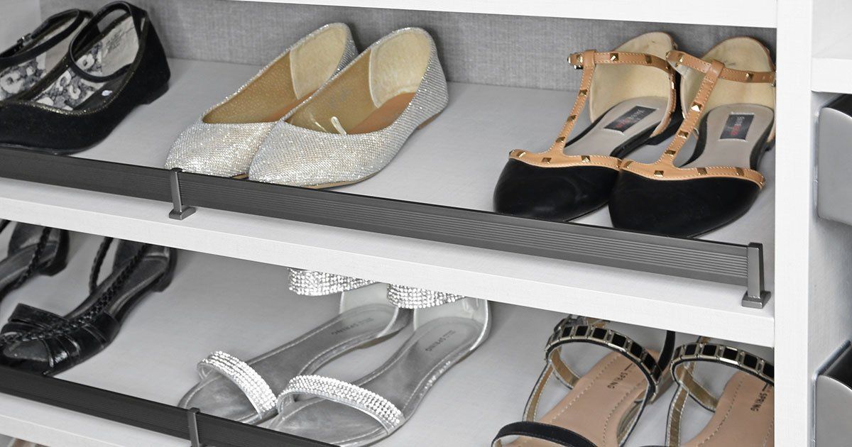 a shoe collection on a shoe fence closet organizing storage 