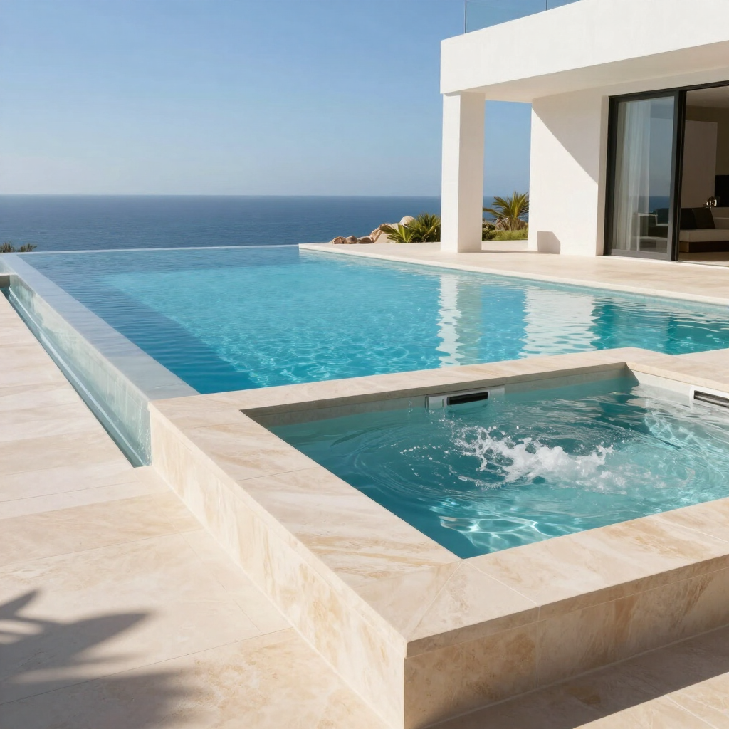 Alberca moderna con jacuzzi