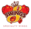 A logo for swings specialty wings with a crown on it