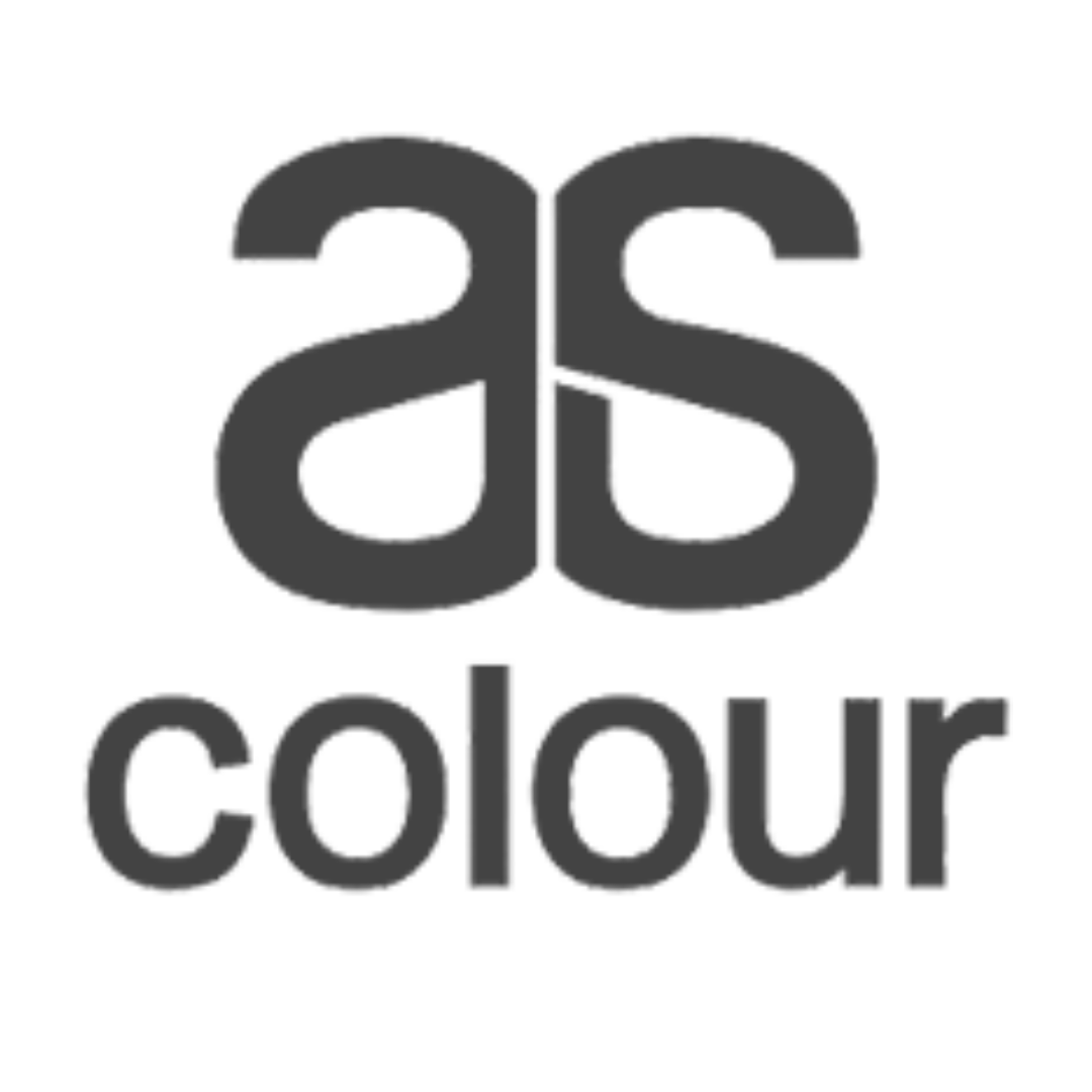 A black and white logo for as colour