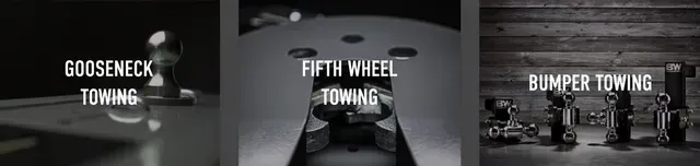 Gooseneck, fifth wheel, and bumper towing options, each with related equipment.