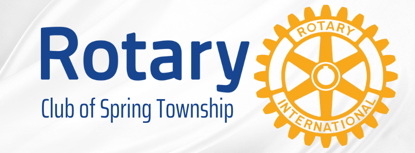 Rotary Club of Spring Township logo: blue text and a gold gear.