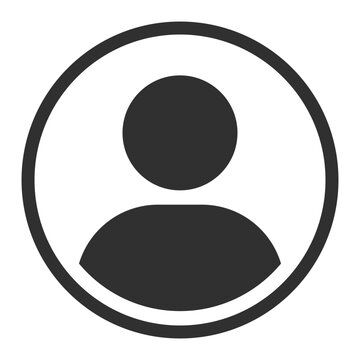 A silhouette of a person in a circle.