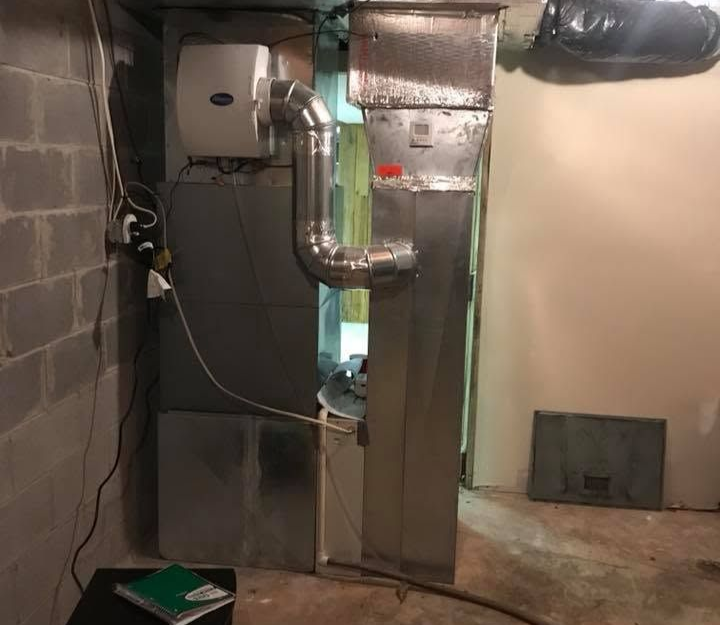 Basement HVAC ductwork and furnace in Springfield, MO