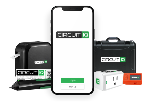 CIRCUIT IQ product display: Smartphone with app, tools, and carrying case.