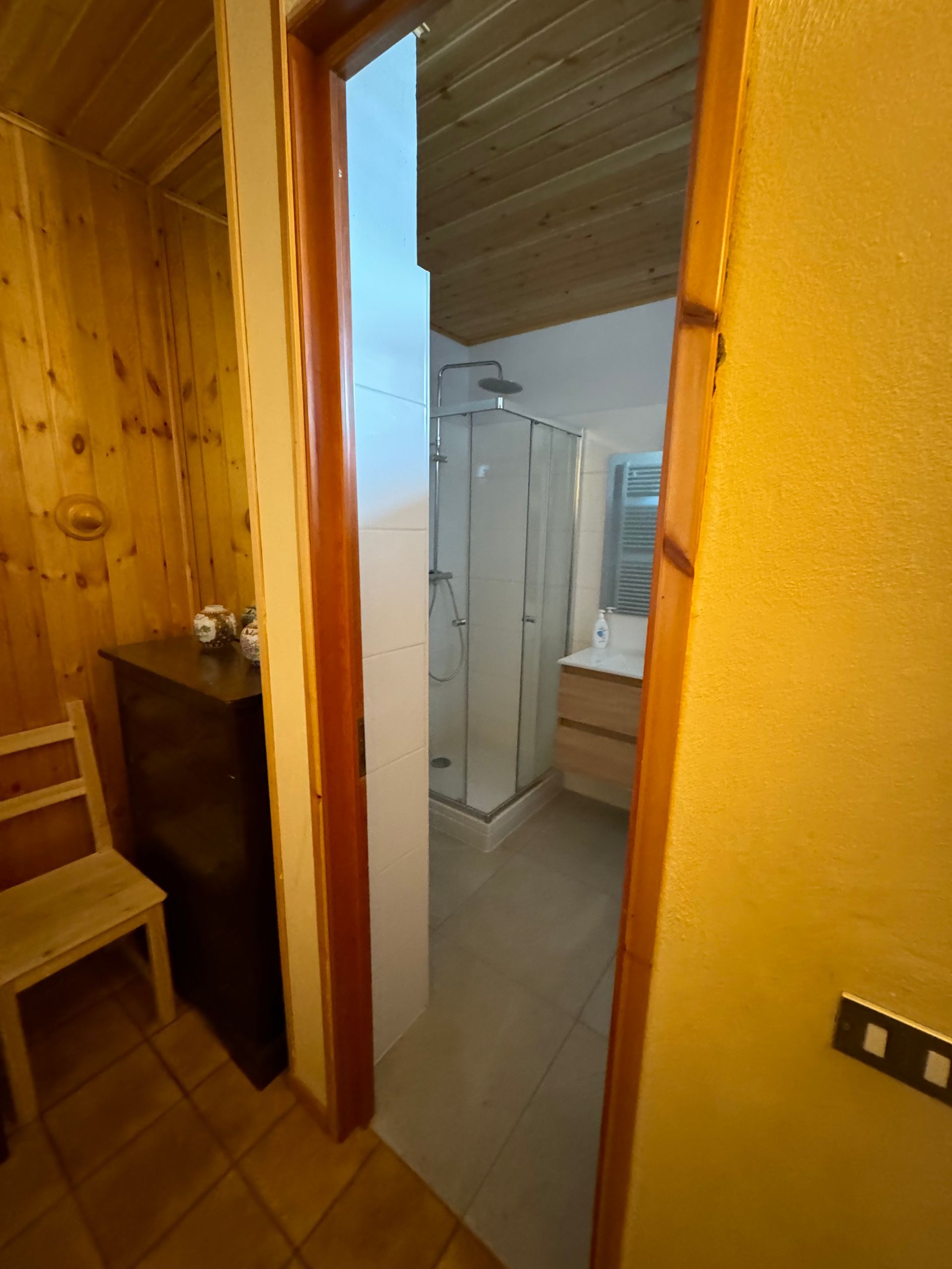 The door to the downstairs bathroom