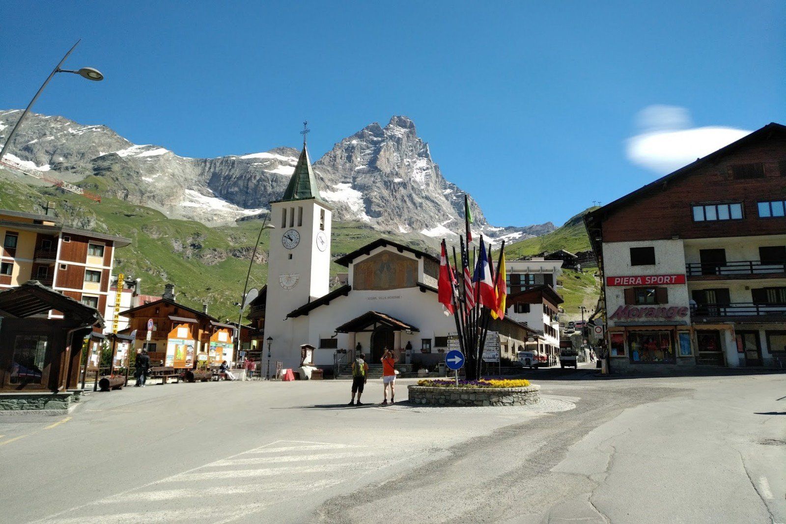 The main church and roundabout in summer