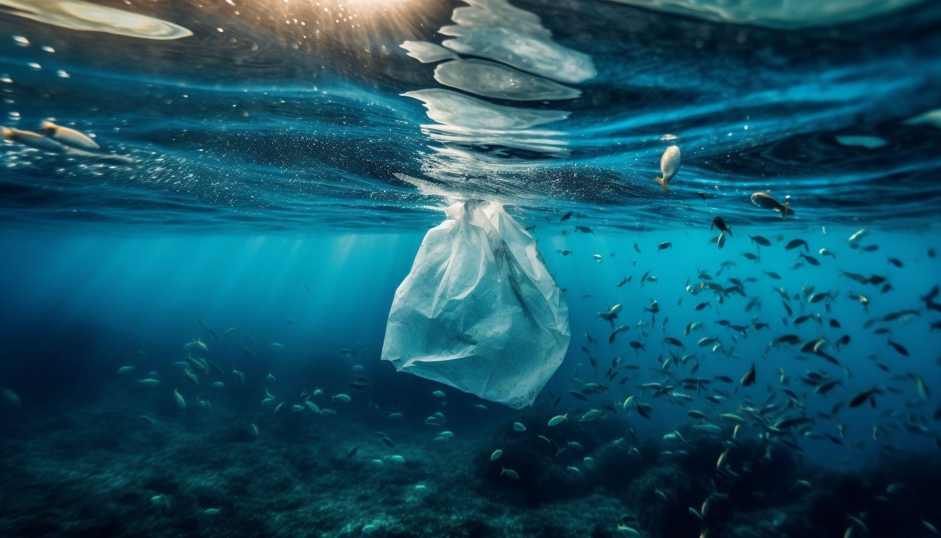 Bolsa de plástico contaminante atascada en zona marítima Bolsa de plástico contaminante atascada en zona marítima
