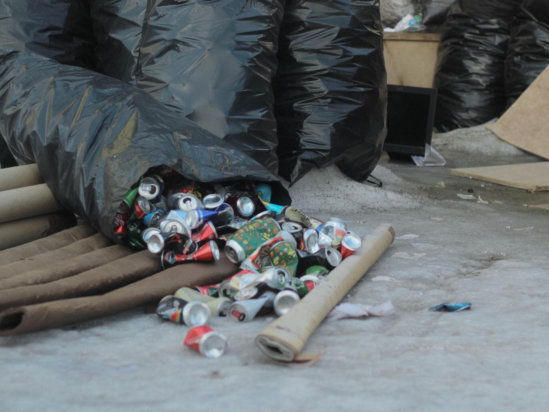 Mujer trabajando en servicios de eliminación de basura Mujer trabajando en servicios de eliminación de basura