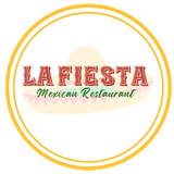 La Fiesta Mexican Restaurant logo with red and green text inside a yellow double circle