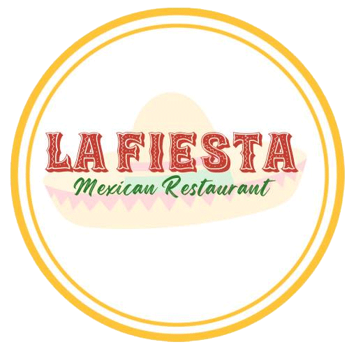 La Fiesta Mexican Restaurant logo with red and green text inside a yellow double circle
