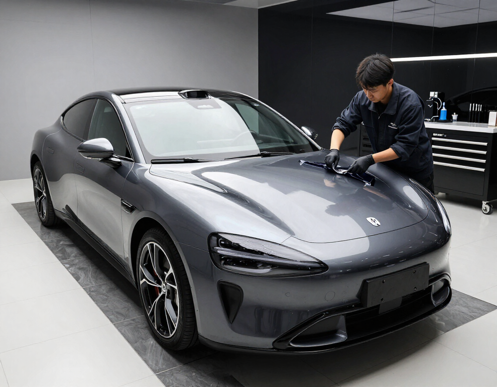 Instalación premium de PPF en estudio automotriz