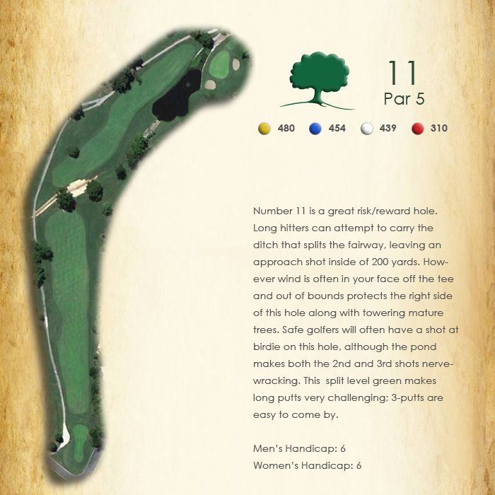 A picture of a golf course with the number 11 on it