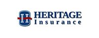 Heritage Insurance logo with blue, white, and red elements.