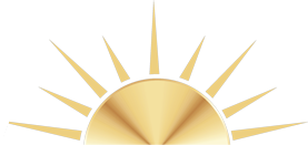 Golden sunburst logo.