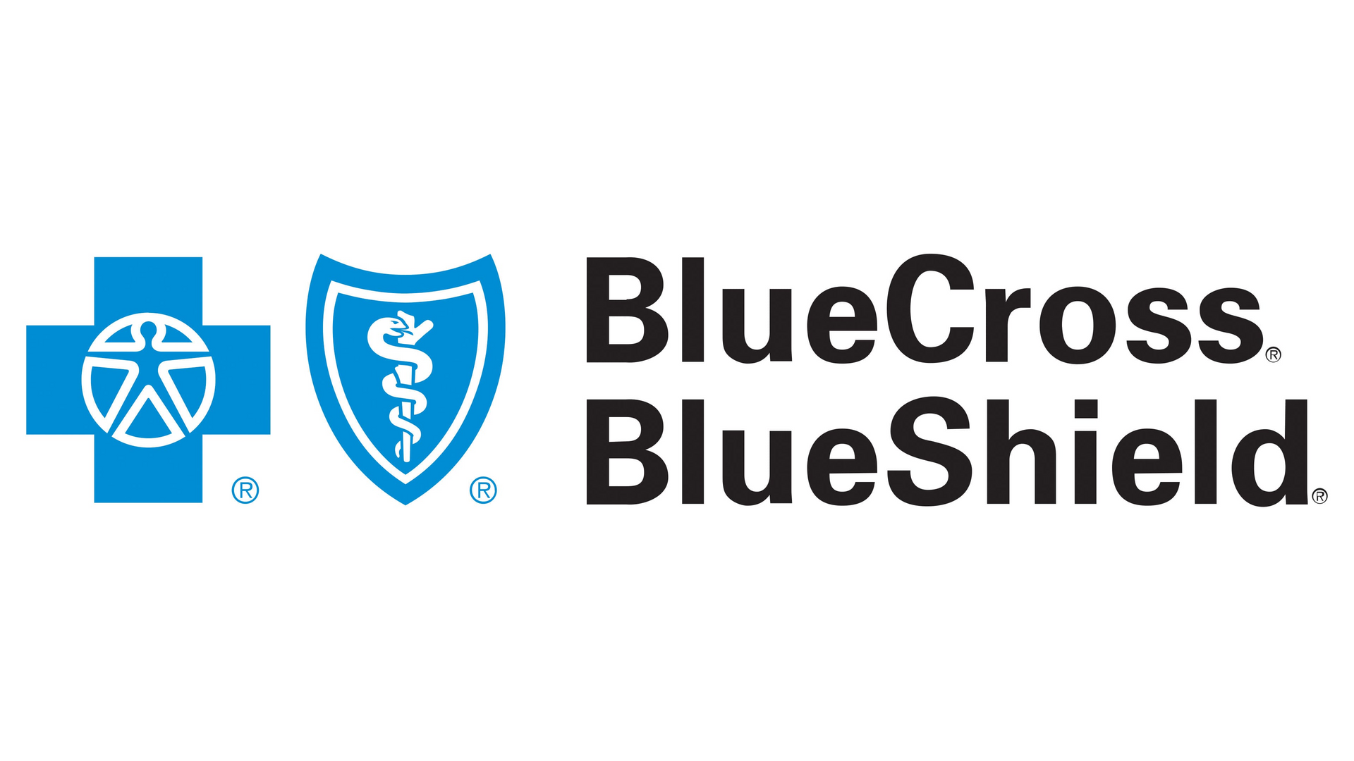 Blue Cross Blue Shield logo: Blue cross symbol next to blue shield with caduceus, and text.